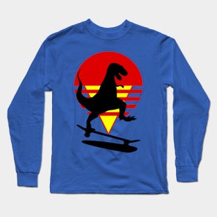 Dinosaur skateboarding skater skating shredding logo Long Sleeve T-Shirt